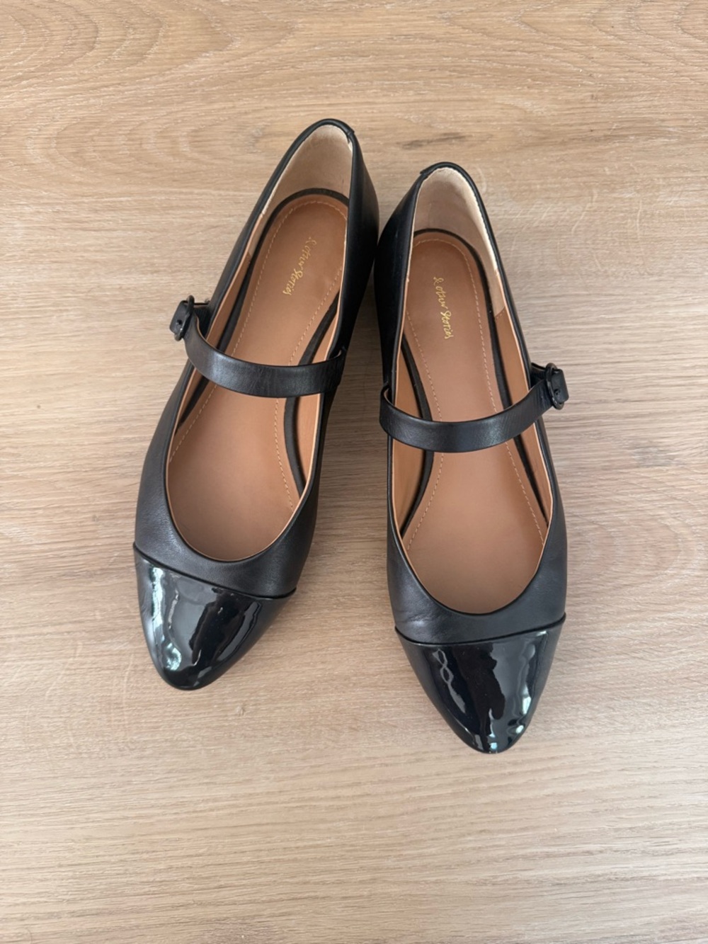 & Other Stories Black Mary Jane Flats with Patent Cap Toe